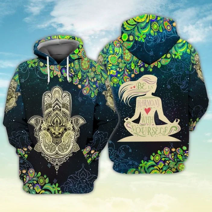 Meditative Harmony 3d Hoodie, Colorful Floral Design For Mindfulness
