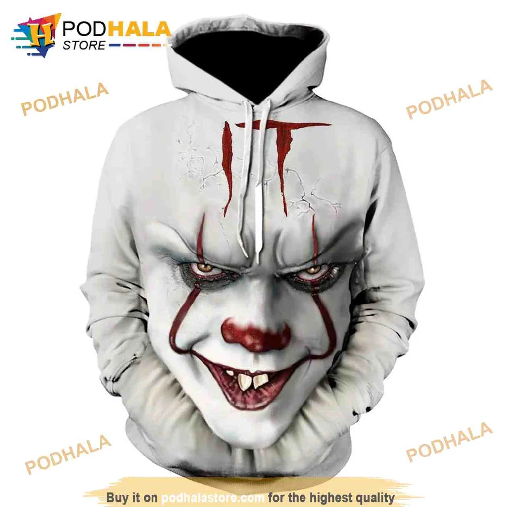 Menacing Clown It Movie 3d Face Graphic Unisex Hoodie