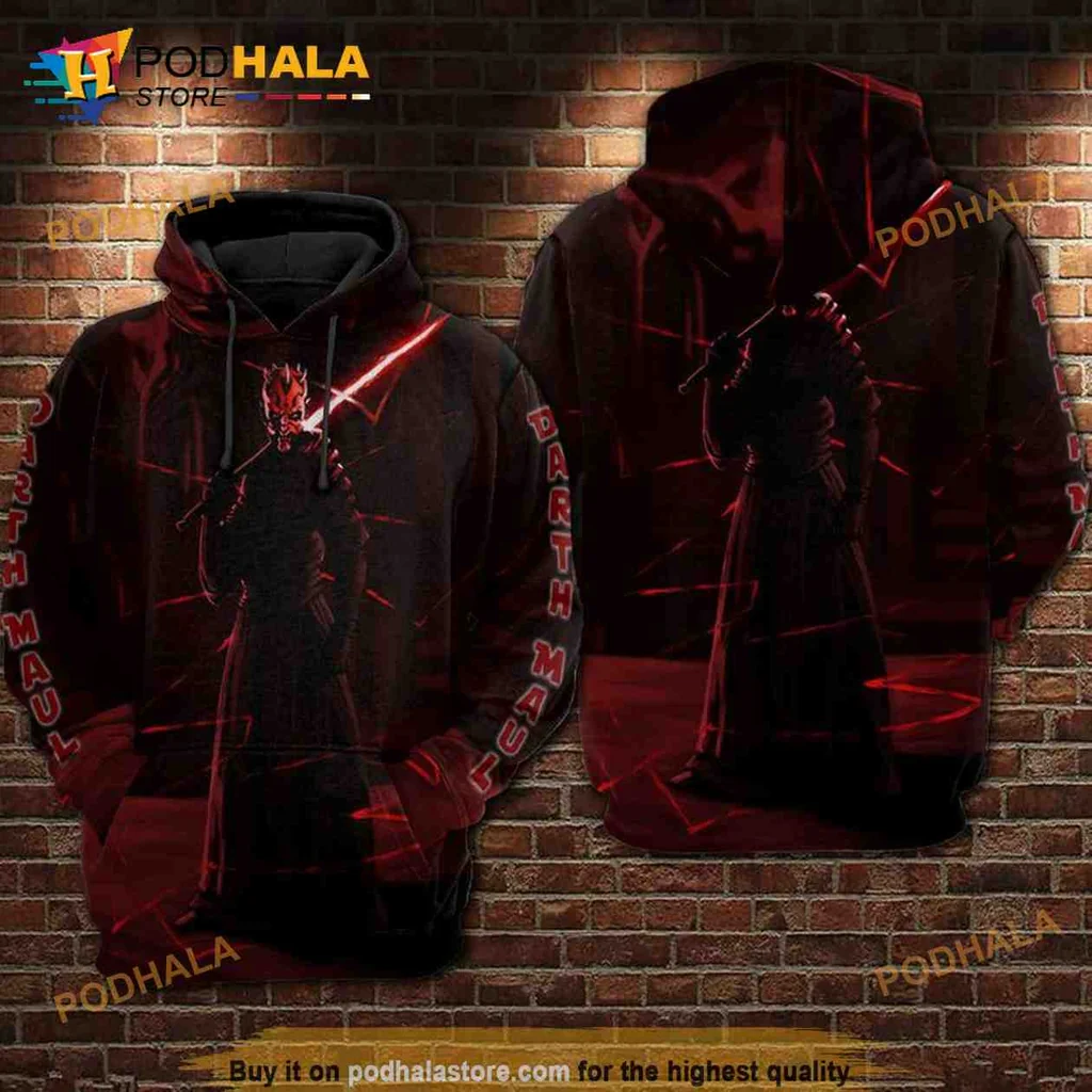 Menacing Darth Maul 3d Hoodie With Striking Red And Black Design