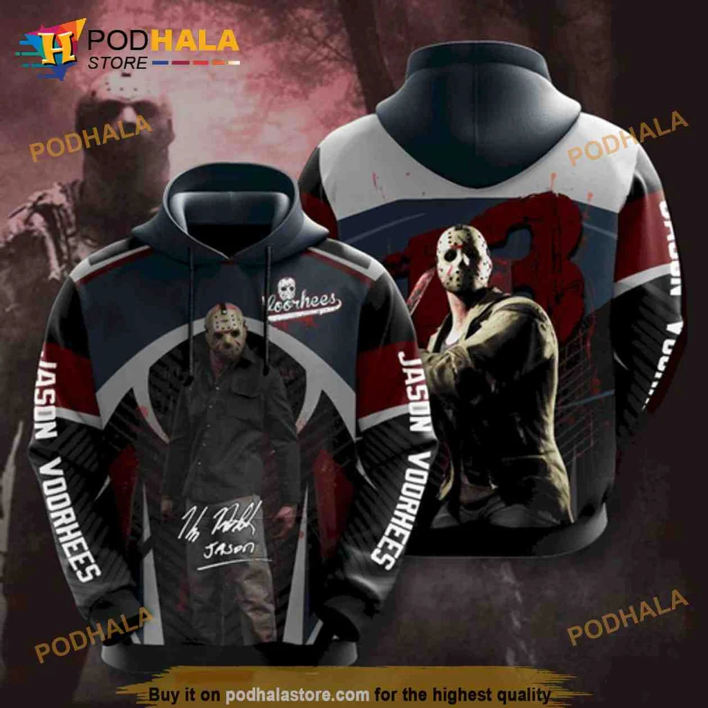 Menacing Jason Voorhees 3d Hoodie With Iconic Hockey Mask Design