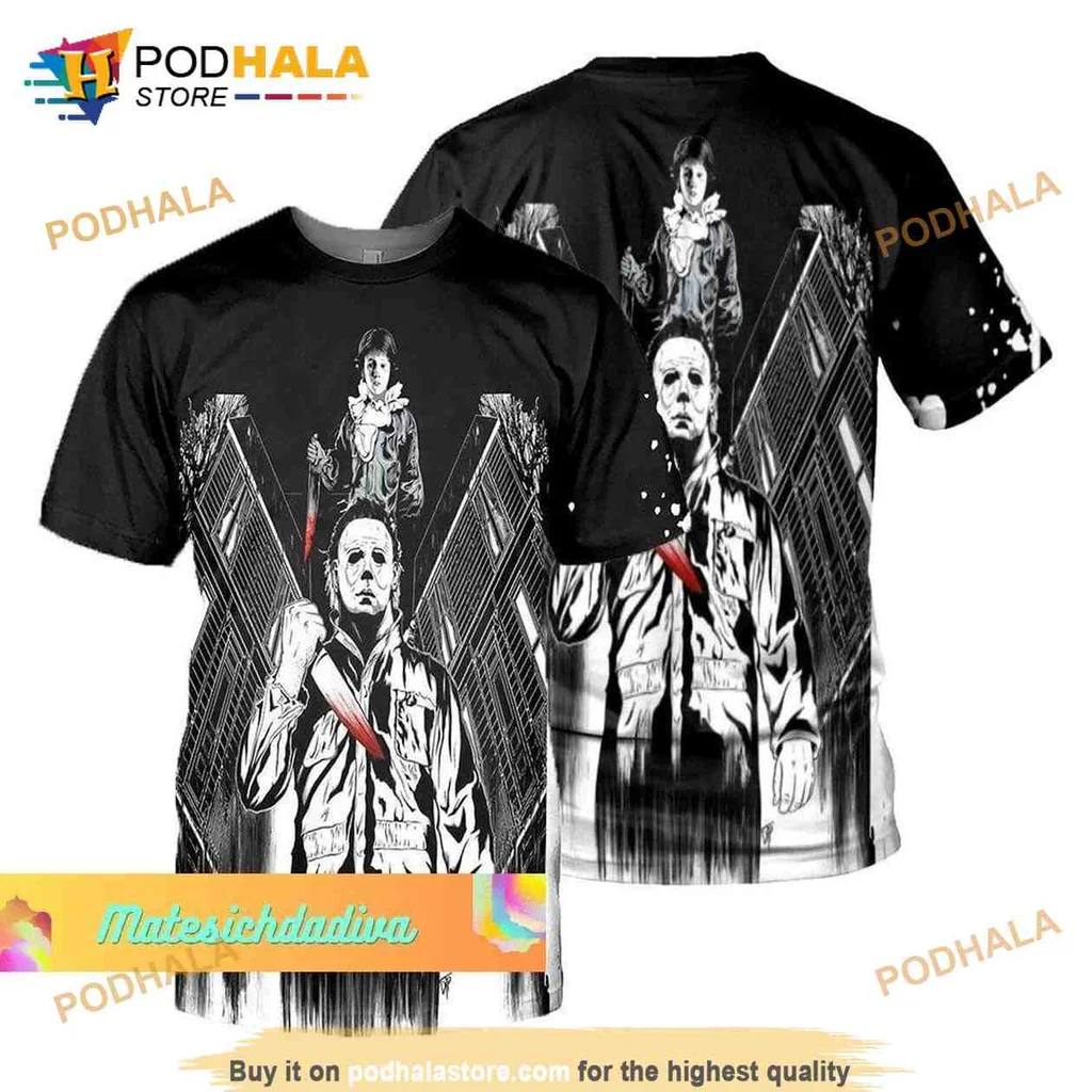 Menacing Michael Myers All Over Print Hoodie With Chilling Urban Design Menacing Michael Myers All Over Print Hoodie With Chilling Urban Design