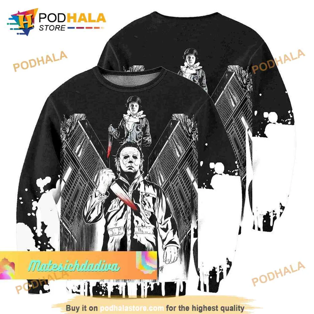 Menacing Michael Myers AOP Hoodie With Chilling Urban Design Menacing Michael Myers AOP Hoodie With Chilling Urban Design