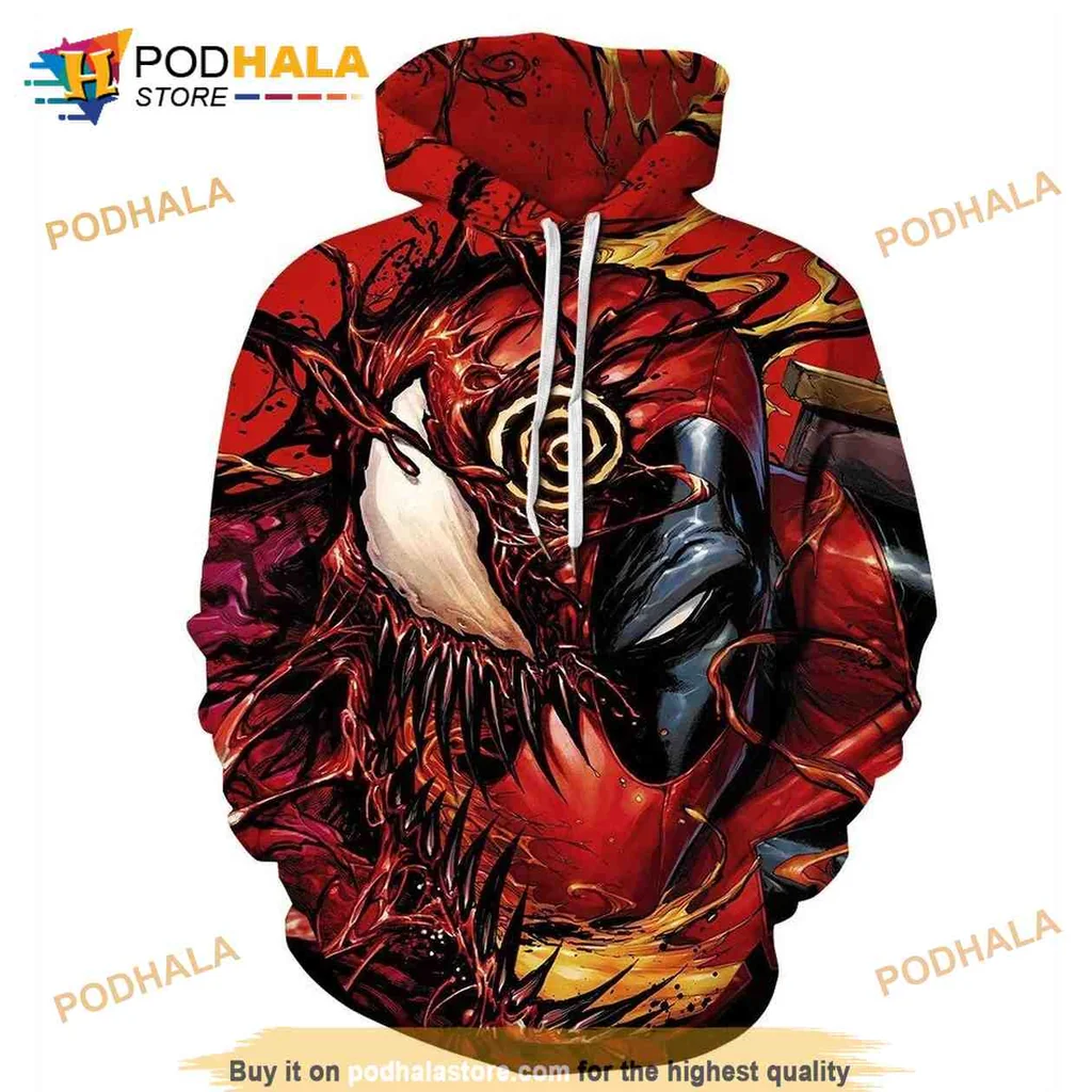 Menacing Symbiotic Creature 3d Hoodie With Bold Horror Design