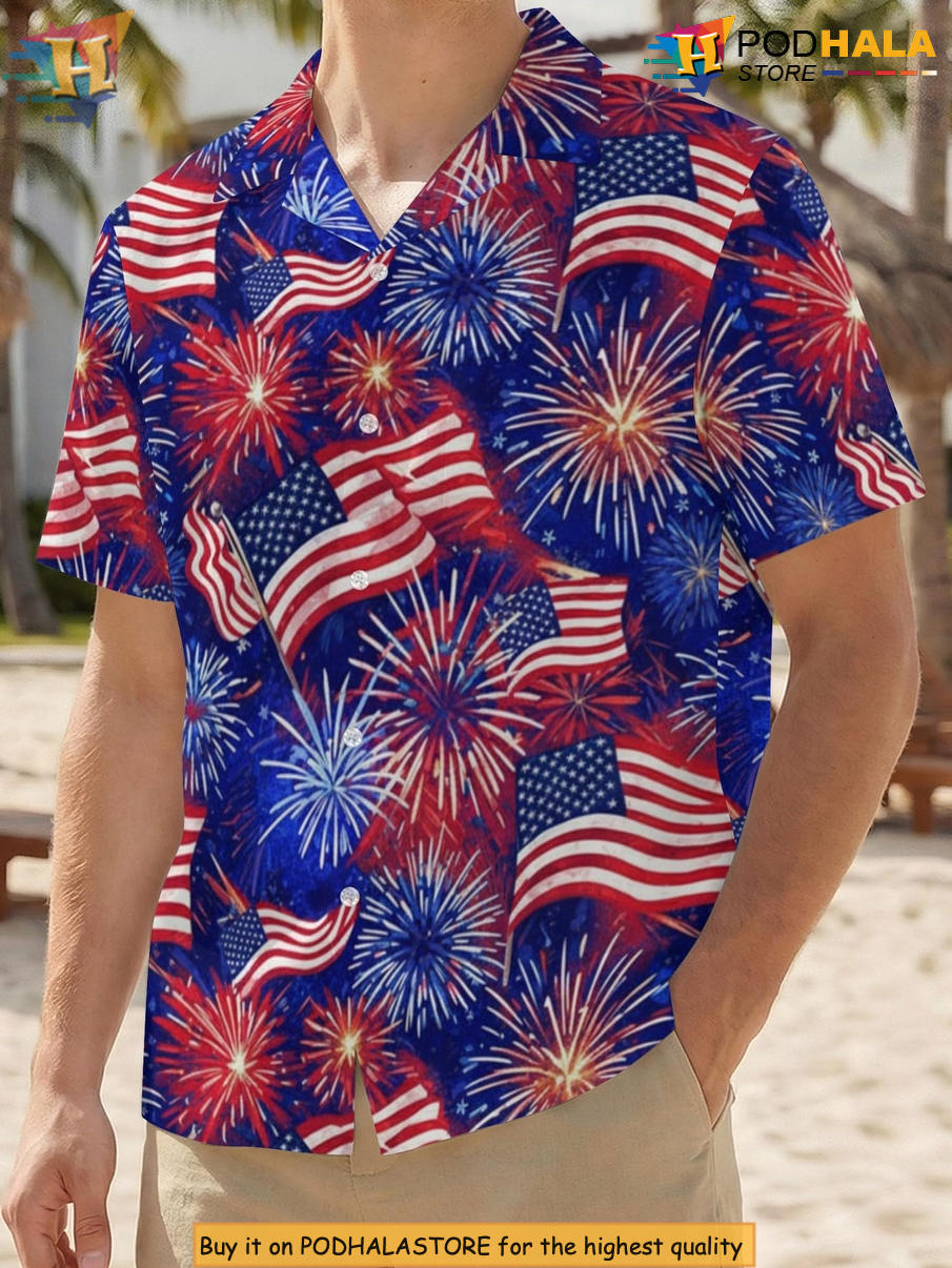 Mens Patriotic America 250th Hawaiian Shirt 2026 Independence Fan Apparel