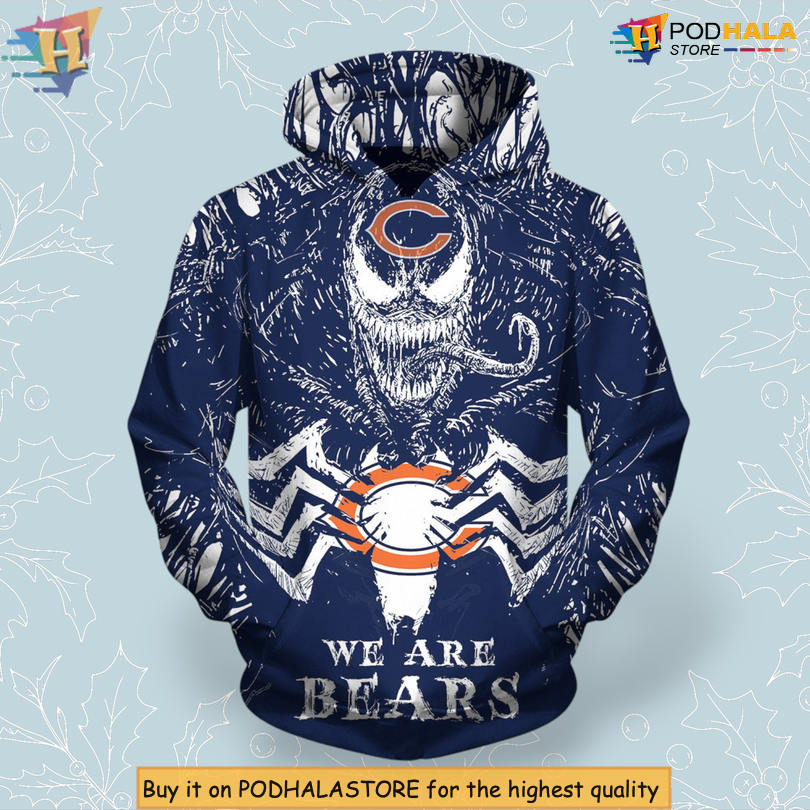 Mens Venom Design Pullover Chicago Bears Hoodie Cool Gift for Fans