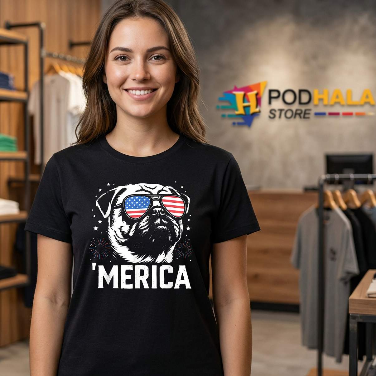 Merica Pug Fourth Of July Shirt Funny Patriotic Dog Lover Apparel