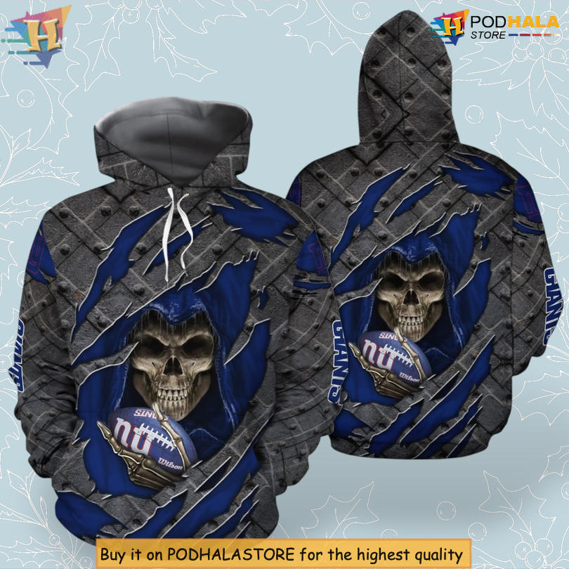 Metal Skull Concept Custom Number New York Giants Hoodie Cracked Art Style Metal Skull Concept Custom Number New York Giants Hoodie Cracked Art Style