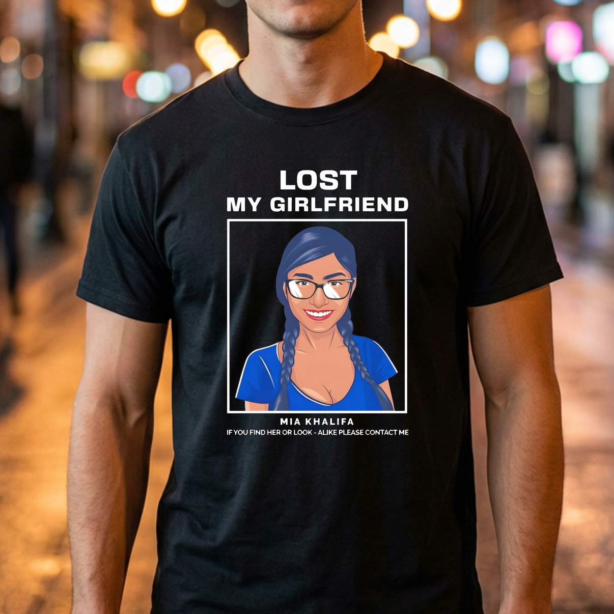 Mia Khalifa Lost My Girlfriend Shirt If You Find Her Funny Meme Graphic Men
