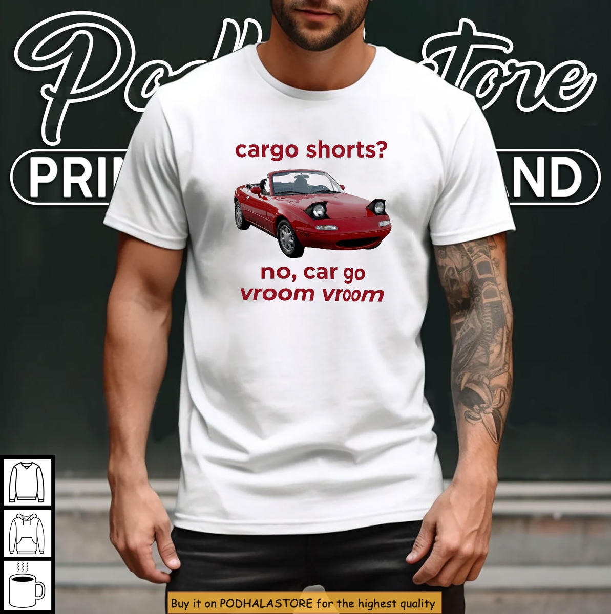 Miata MX5 2026 Automotive Tee Cargo Shorts No Car Go Vroom Vroom Car Meme