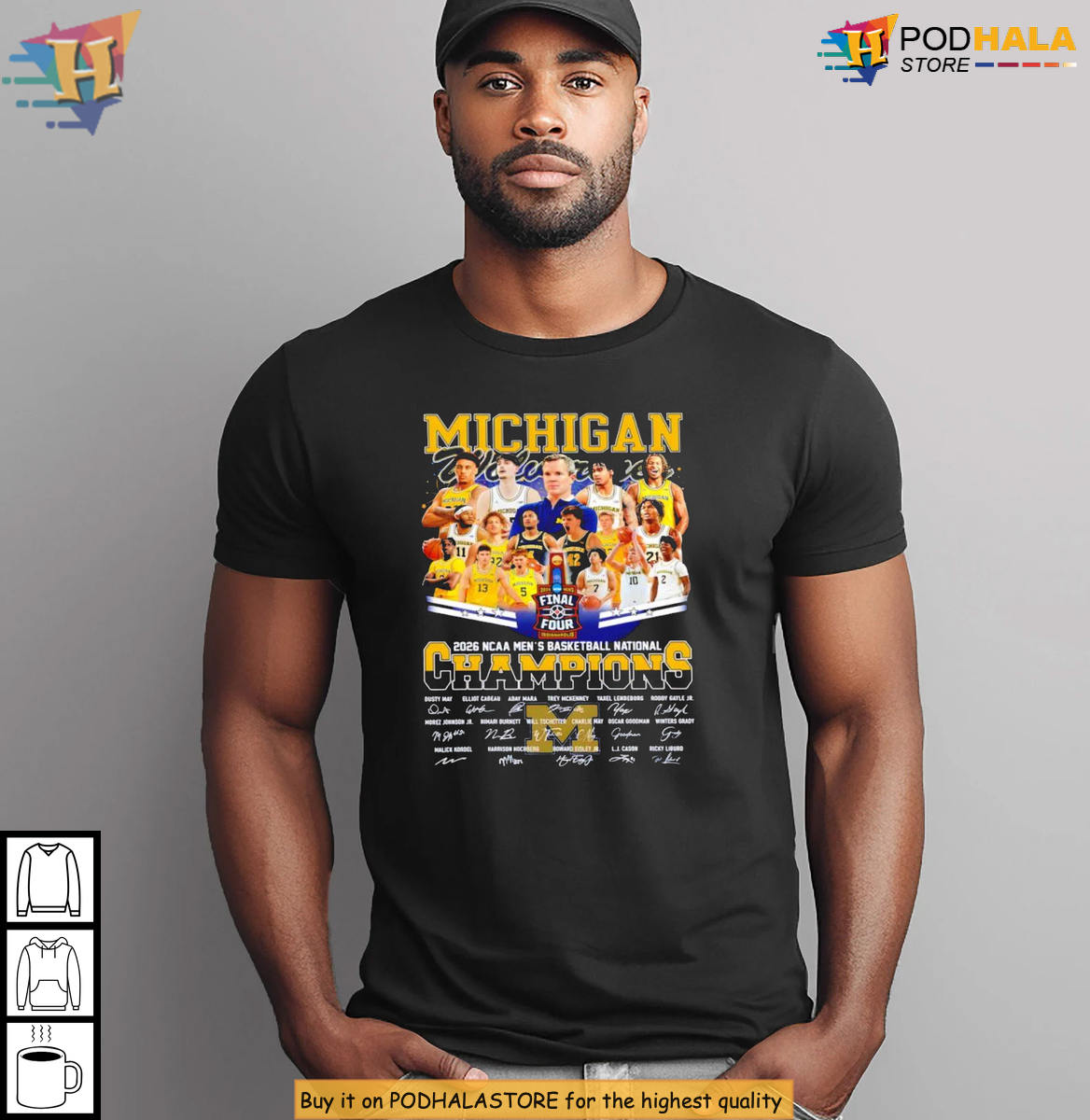 Michigan Wolverines 2026 National Champions Basketball Signatures Shirt