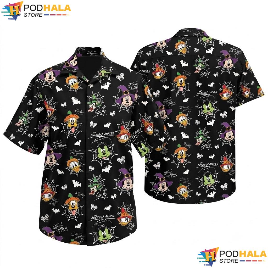 Mickey Friends Halloween Aloha Shirt Spooky Party Vacation Outfit Top