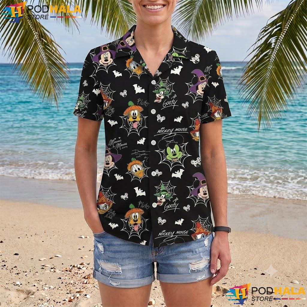 Mickey Friends Halloween Short-sleeve button-up shirt Spooky Party Vacation Outfit Top Mickey Friends Halloween Short-sleeve button-up shirt Spooky Party Vacation Outfit Top