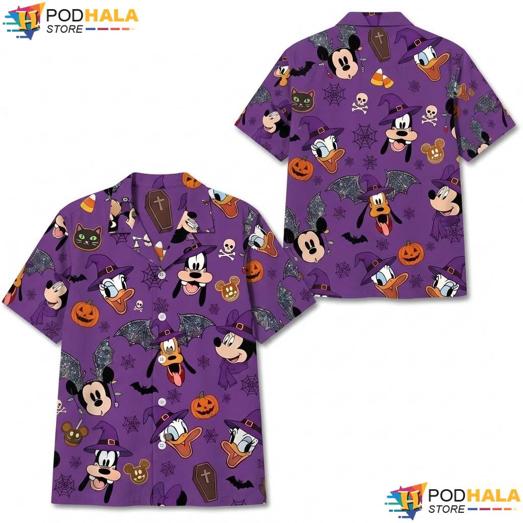 Mickey Friends Halloween Hawaiian Shirt Vampire Bat Party Aloha Top