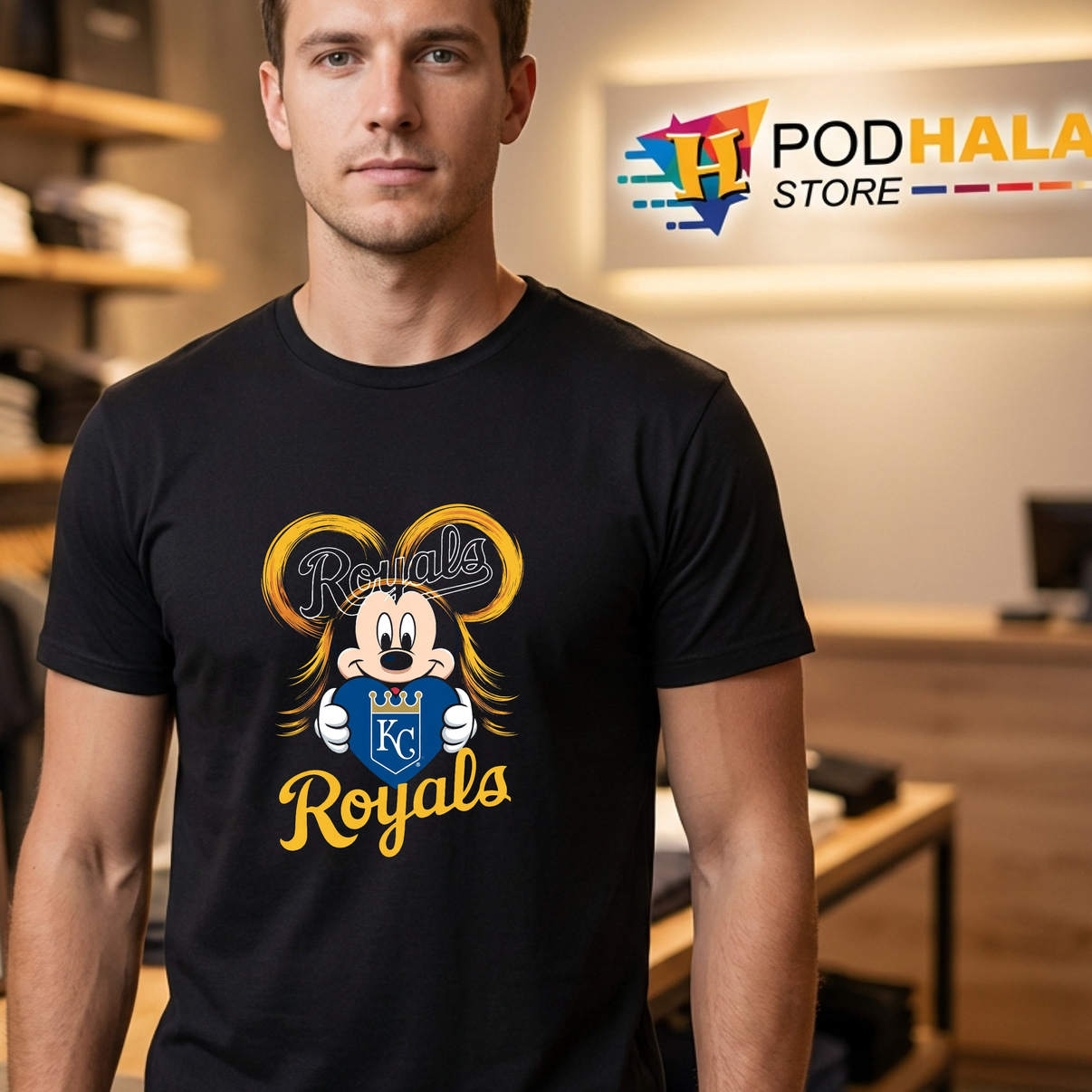 Mickey Kansas City Royals Shirt Hug Heart Baseball Mascot Graphic For Lovers