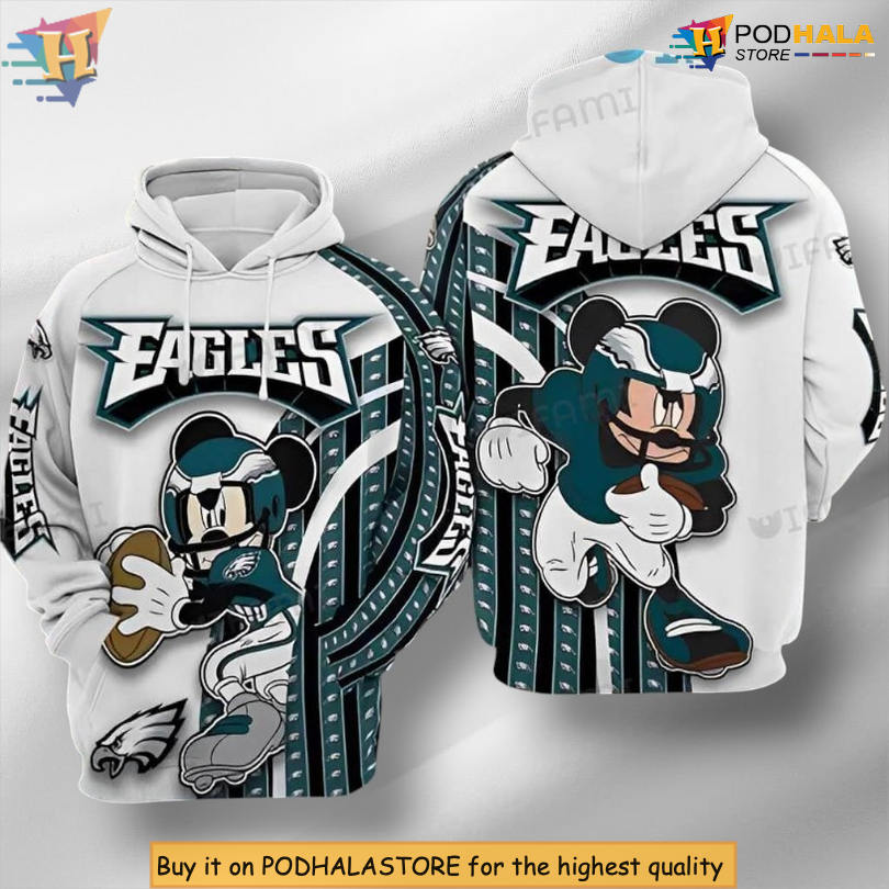 Mickey Mouse Hug Football Logo Philadelphia Eagles Hoodie 3D Fan Gift