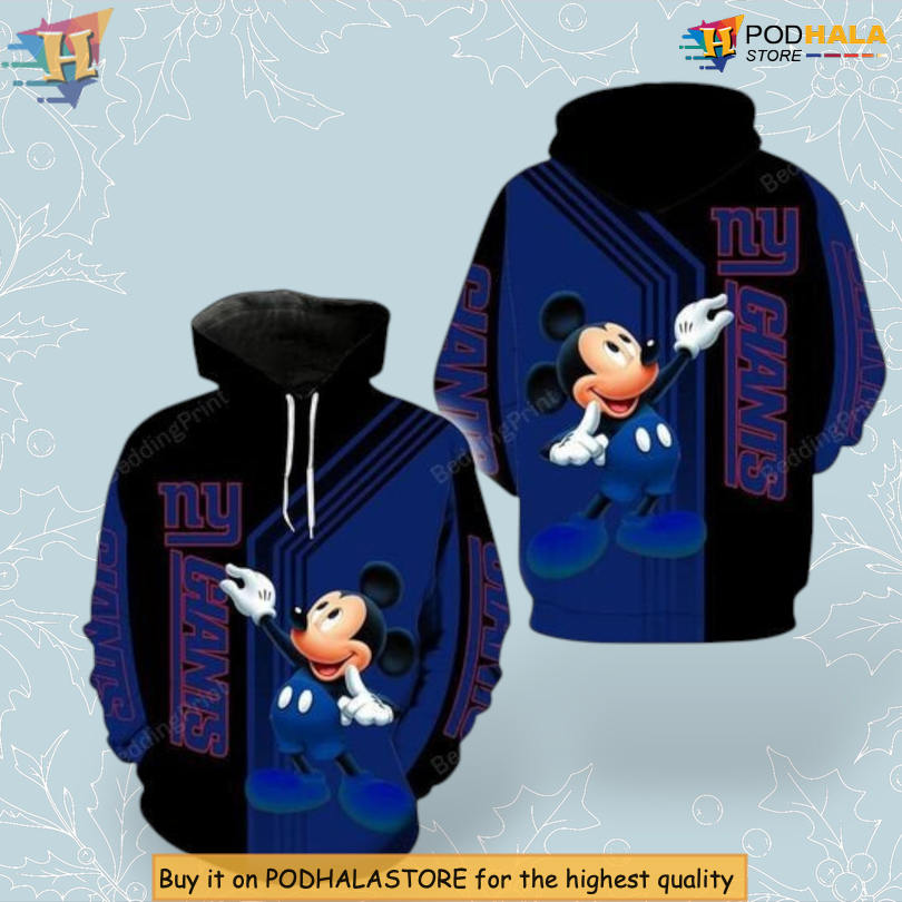 Mickey Mouse Theme New York Giants Hoodie 3D Disney Collaboration Apparel Mickey Mouse Theme New York Giants Hoodie 3D Disney Collaboration Apparel