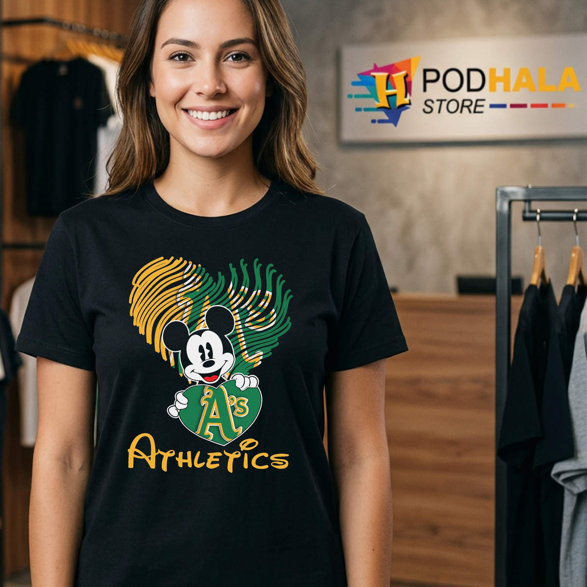 Mickey Oakland Athletics Shirt Hug Heart Baseball Mascot Graphic For Lovers