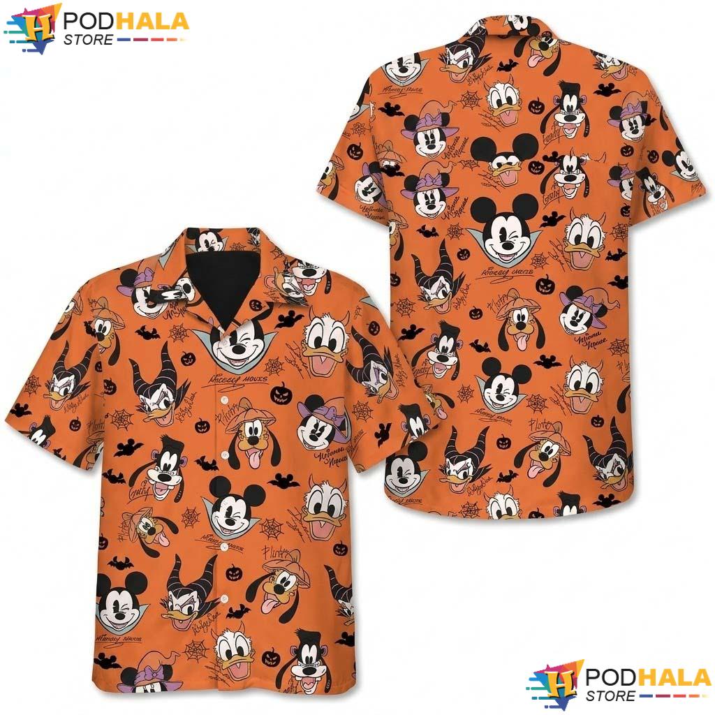 Mickey Signatures Halloween Hawaiian Shirt Summer Disneyland Party Top