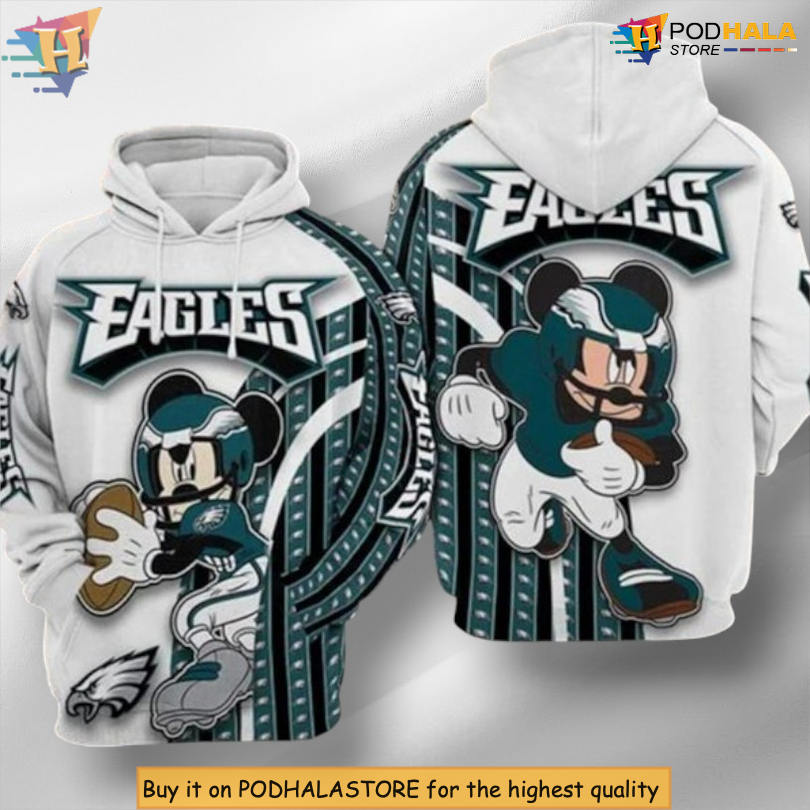 Mickey Sports Team Philadelphia Eagles Hoodies NFL Cartoon Design 3D