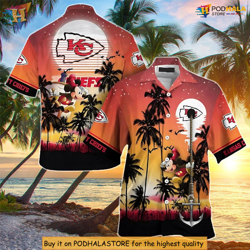 Mickey Sunset Cruise Artwork Personalized Kansas City Chiefs Hawaiian Shirt Mickey Sunset Cruise Artwork Personalized Kansas City Chiefs Hawaiian Shirt