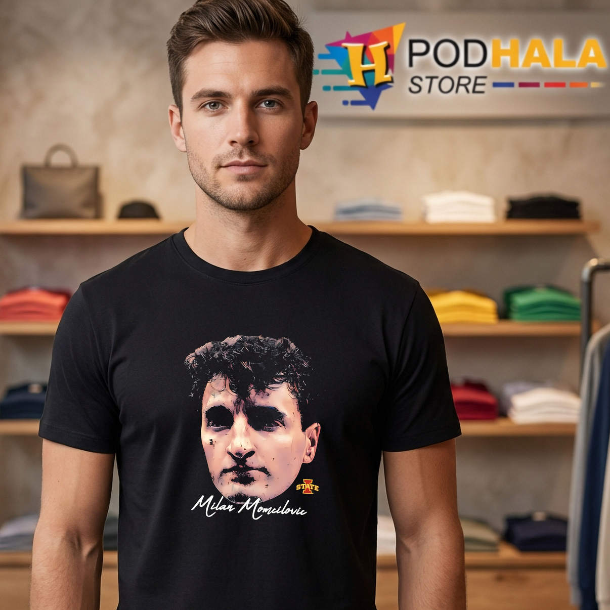 Milan Momcilovic Game Face Signature Shirt Iowa State Cyclones Basketball Fan