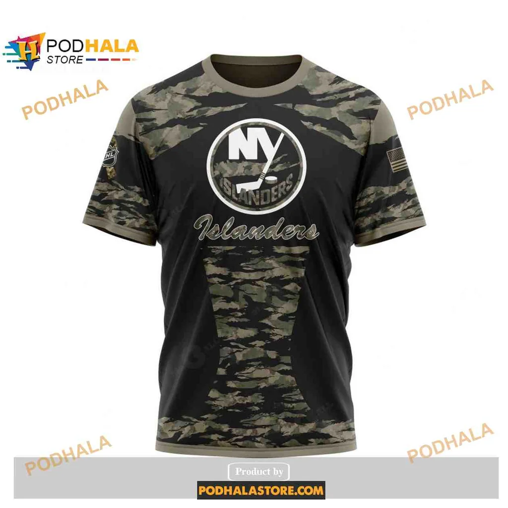 Military Camouflage New York Islanders AOP Hoodie With American Flag Patch Military Camouflage New York Islanders AOP Hoodie With American Flag Patch