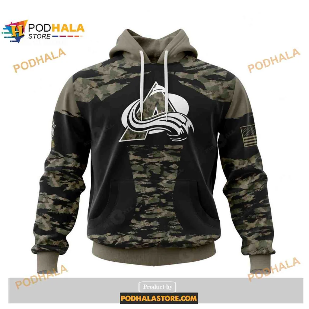Military Colorado Avalanche 3d Hoodie With Camouflage Design And Flag Patch