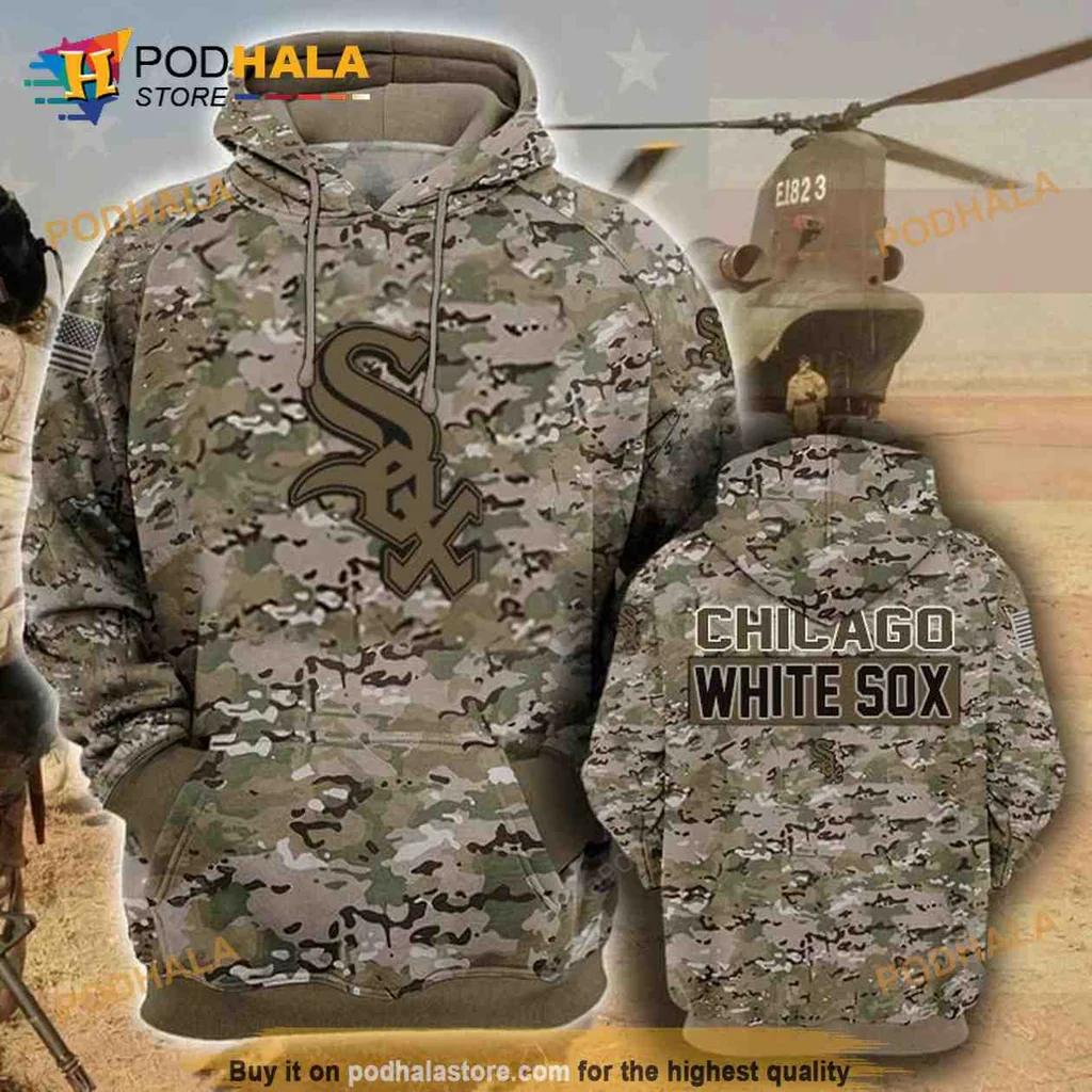 Military Inspired Chicago White Sox 3d Hoodie With Camouflage Design