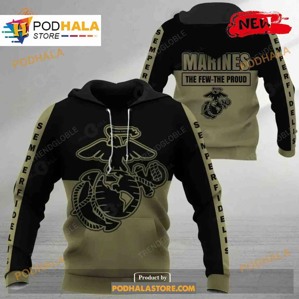 Military Proud Marines 3d Hoodie With Eagle Globe And Anchor Design