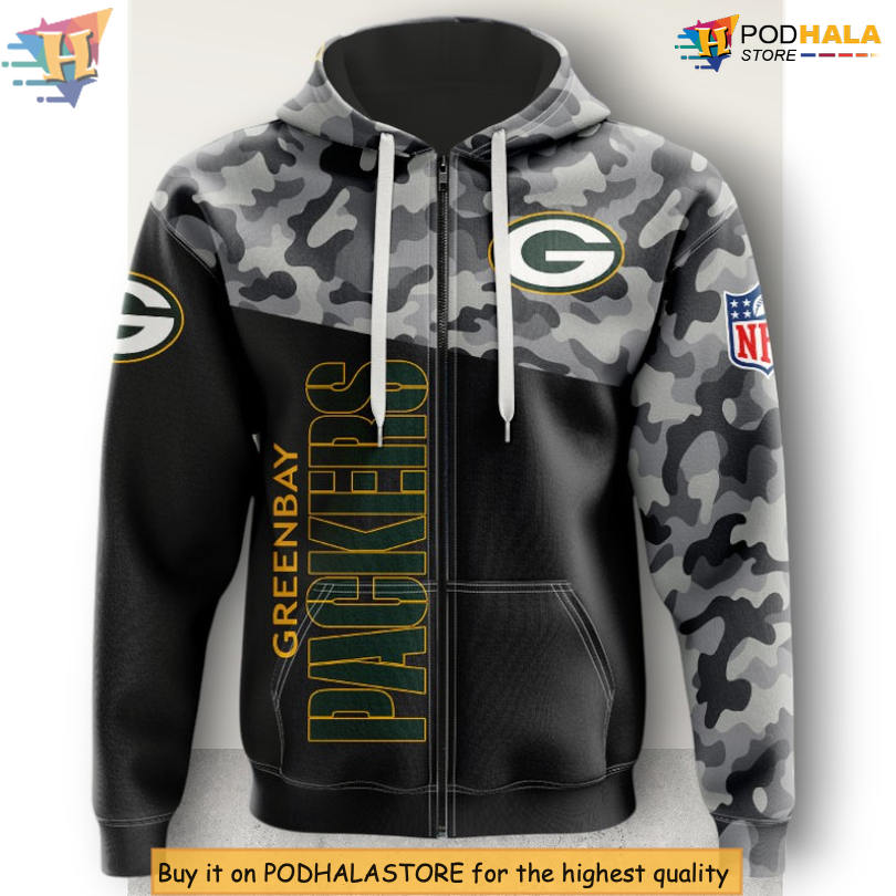 Military Tribute Zip Up Edition Green Bay Packers Full Print Hoodie 3D Military Tribute Zip Up Edition Green Bay Packers Full Print Hoodie 3D
