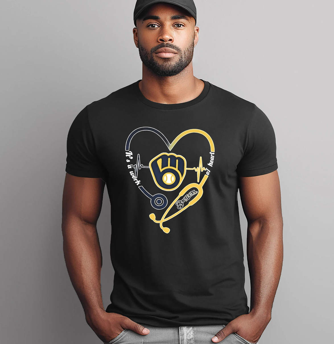 Milwaukee Brewers Stethoscope Shirt Heartbeat Work Of Heart Graphic Womens