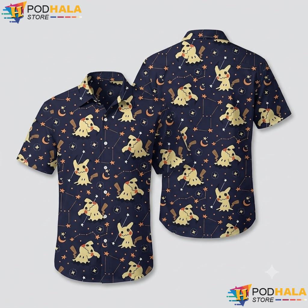 Mimikyu Ghost Night Aloha Shirt Spooky Summer Beach Vacation Outfit