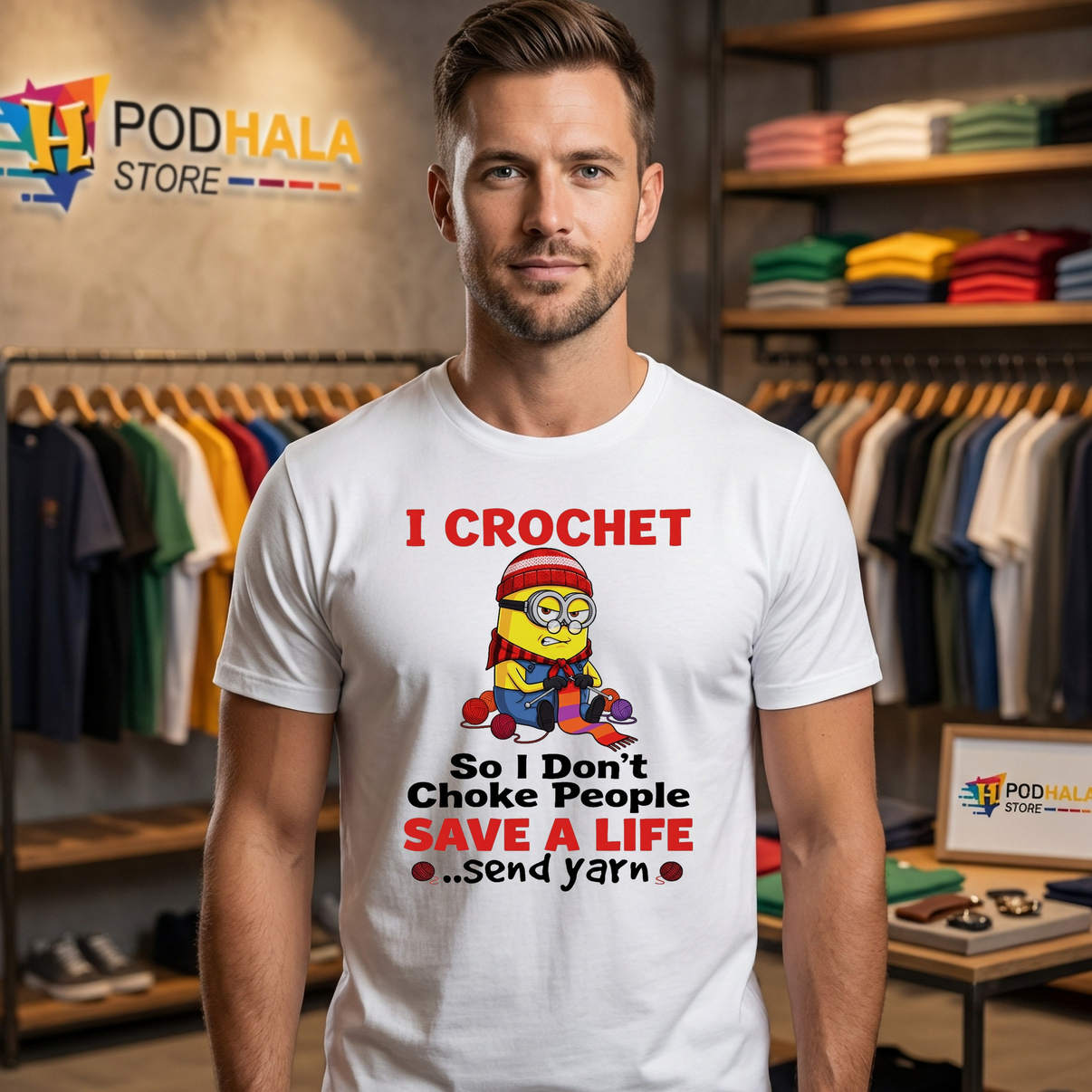 Minion I Crochet So I Dont Choke Shirt People Save A Life Send Yarn Graphic Minion I Crochet So I Dont Choke Shirt People Save A Life Send Yarn Graphic