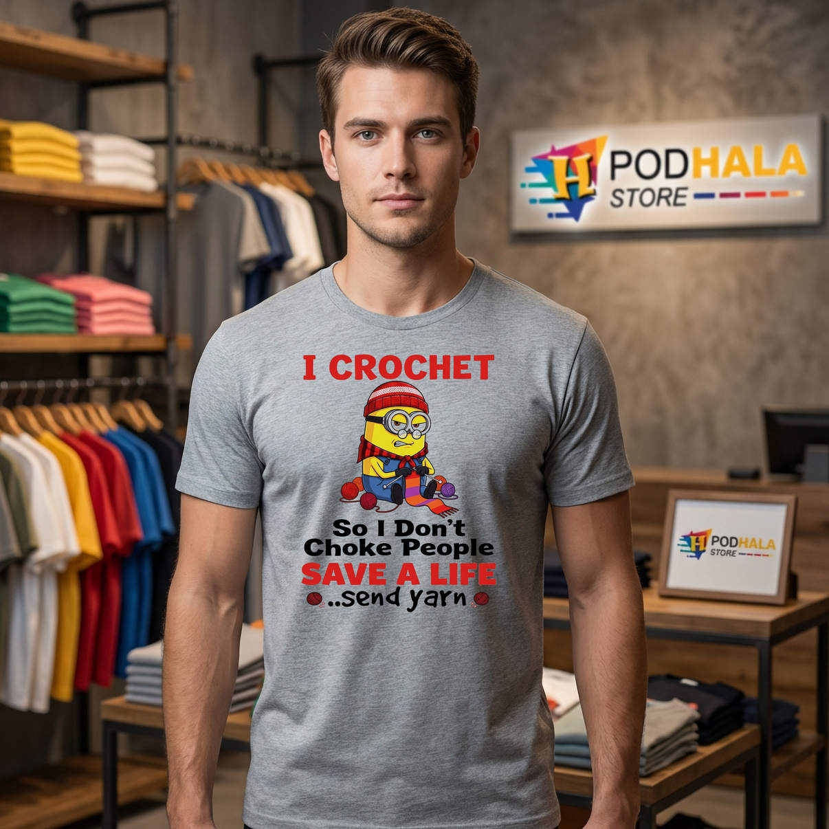 Minion I Crochet So I Dont Choke Tshirt People Save A Life Send Yarn Graphic Minion I Crochet So I Dont Choke Tshirt People Save A Life Send Yarn Graphic
