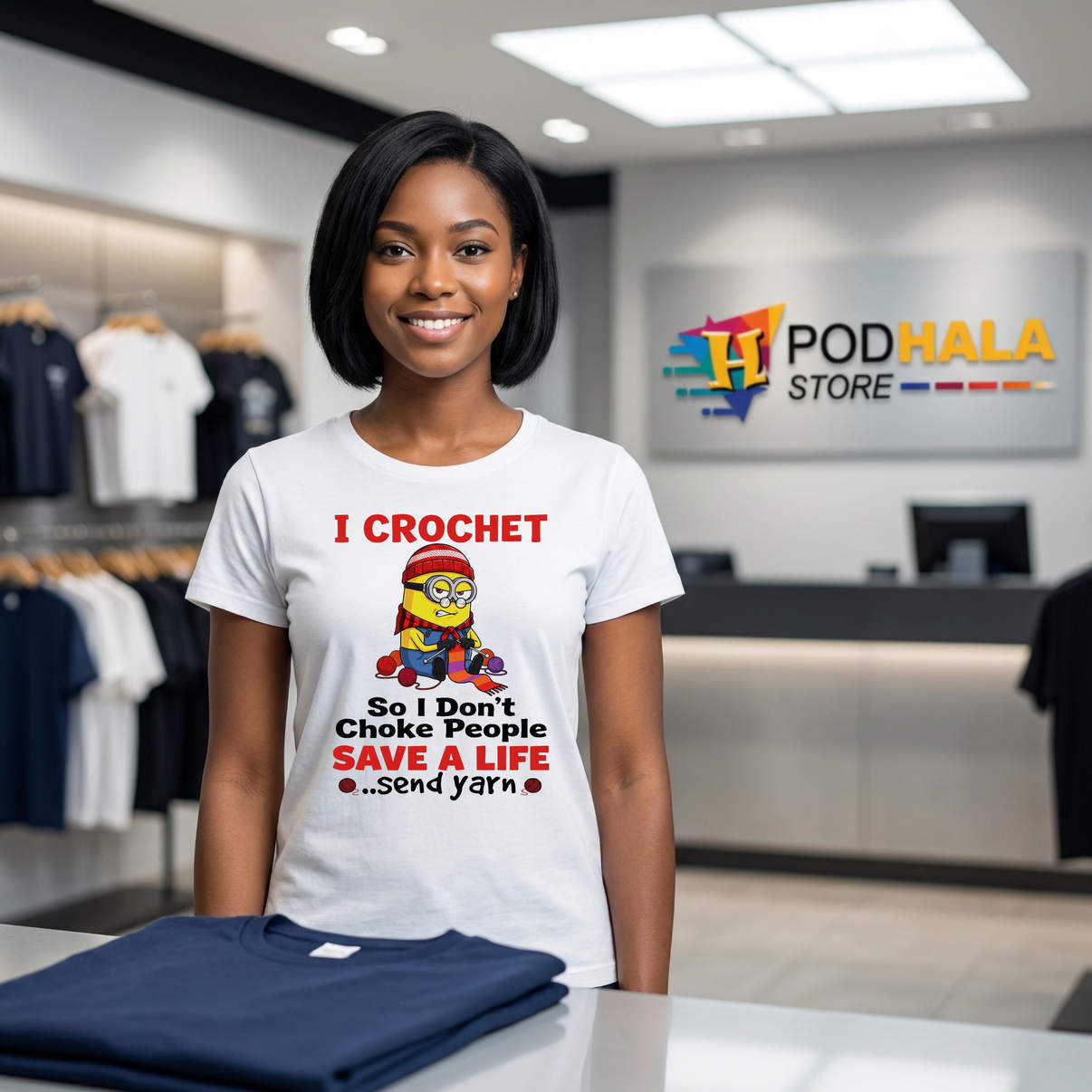 Minion I Crochet So I Dont Choke Tee People Save A Life Send Yarn Graphic Minion I Crochet So I Dont Choke Tee People Save A Life Send Yarn Graphic