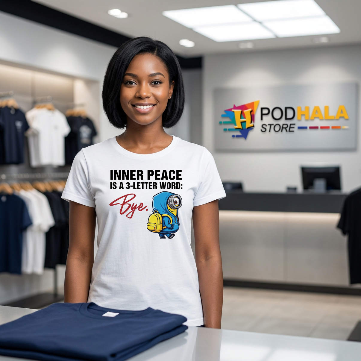 Minion Inner Peace Is A 3 Letter Shirt Word Bye Funny Cartoon Graphic For Men Minion Inner Peace Is A 3 Letter Shirt Word Bye Funny Cartoon Graphic For Men