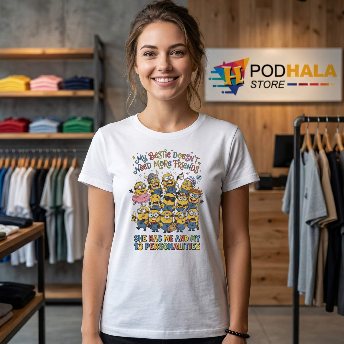 Minion My Bestie Coffee Tshirt Does Not Need Friends She Has Me 13 Personalities Minion My Bestie Coffee Tshirt Does Not Need Friends She Has Me 13 Personalities