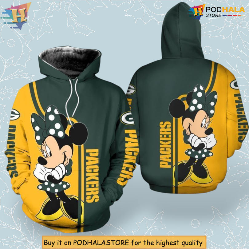 Minnie Mouse Collaboration Green Bay Packers Personalized 3D Hoodie 3D