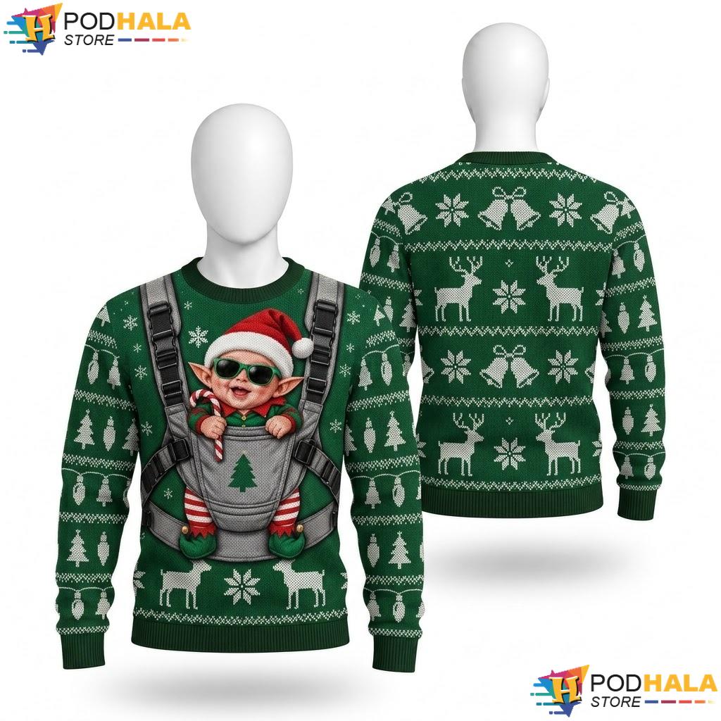 Mischievous Elf Green Ugly Xmas Sweater Funny Festive Christmas Apparel