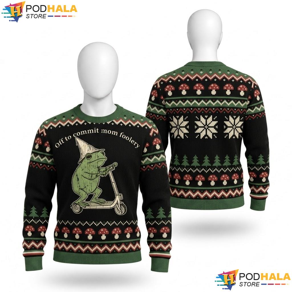 Mom Foolery Frog Meme Ugly Christmas Sweater Funny Holiday Apparel