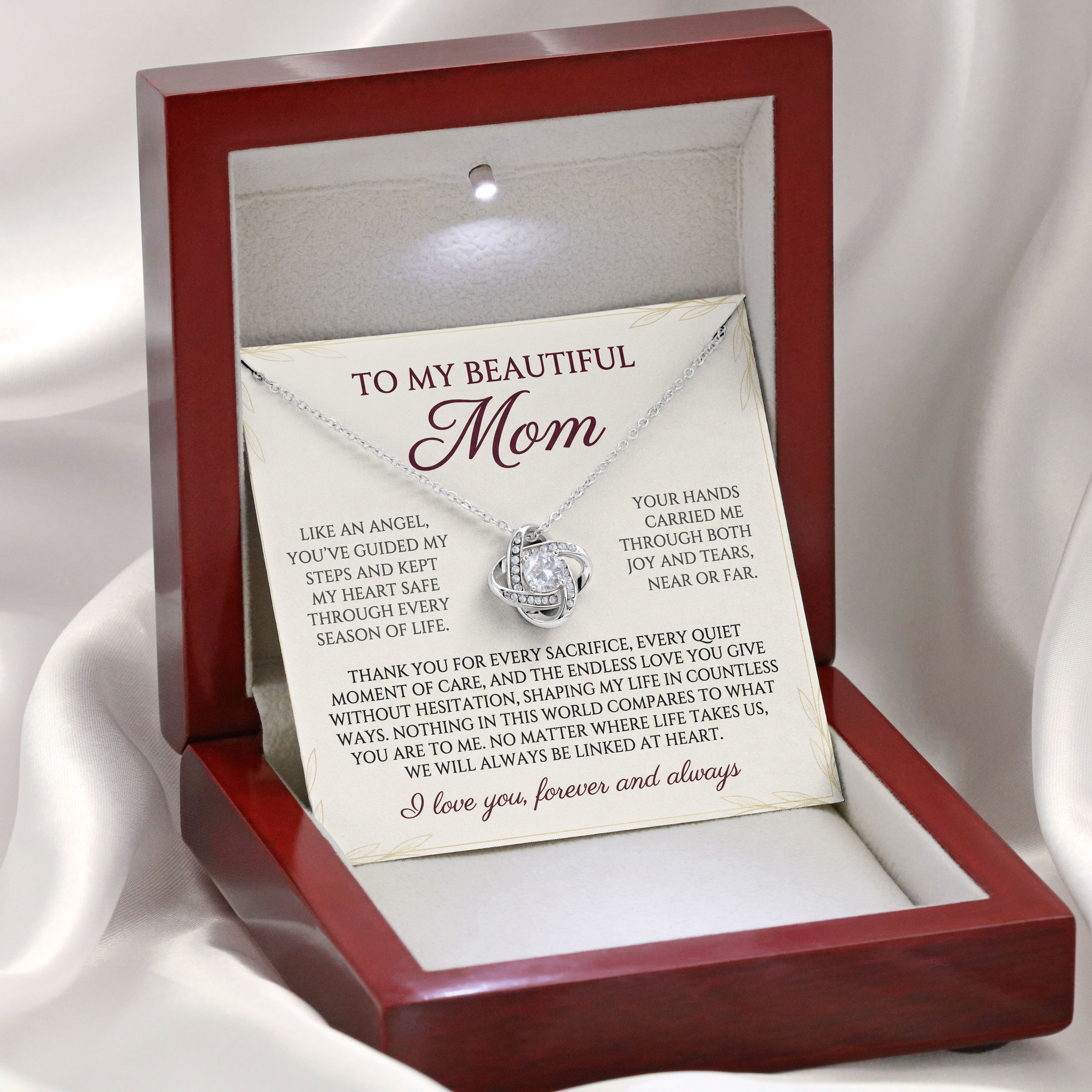 Mom Keepsake - Endless Love Message Card Pendant For Mothers Day 2026