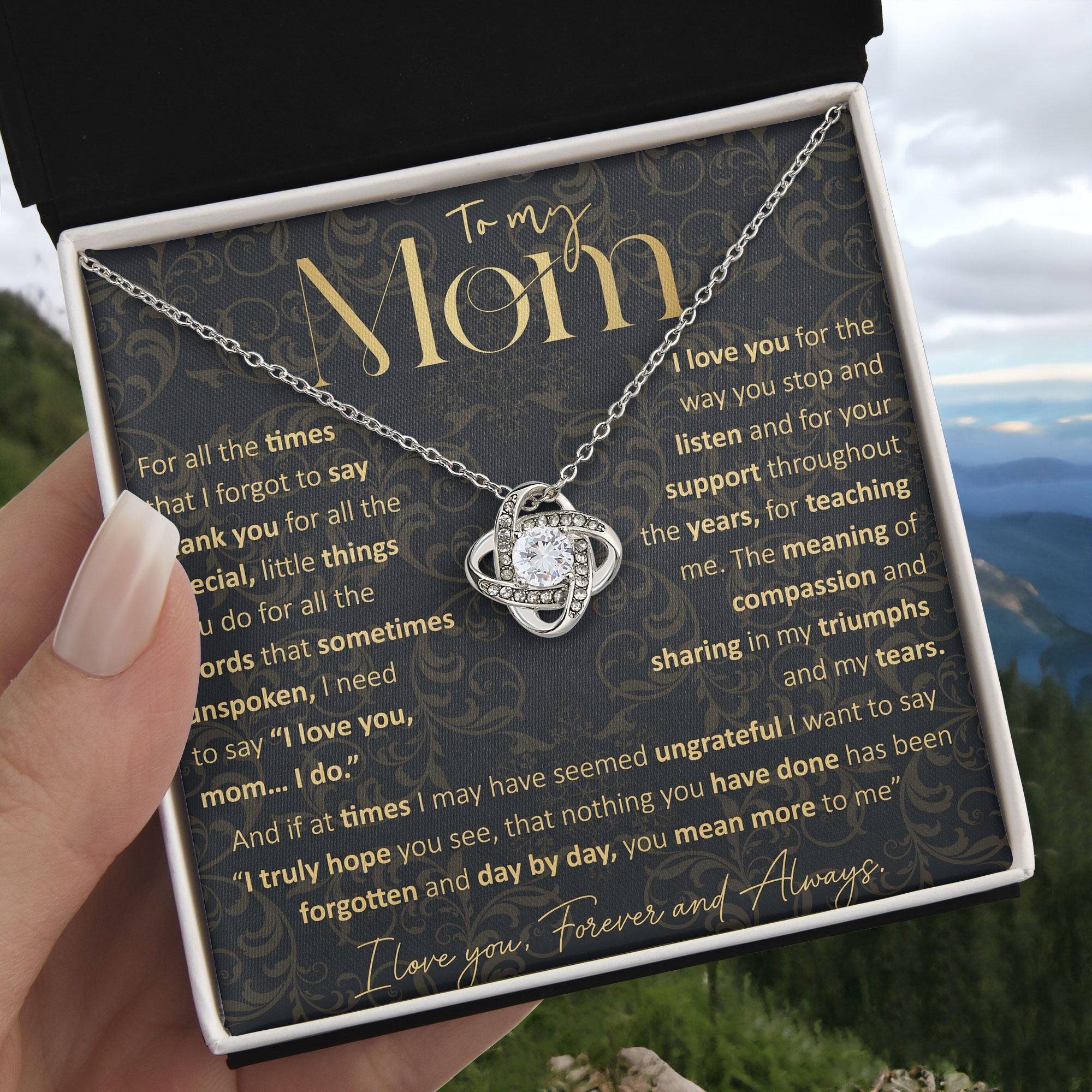 Mom Keepsake - Forever And Always Message Card Pendant For Mothers Day 2026