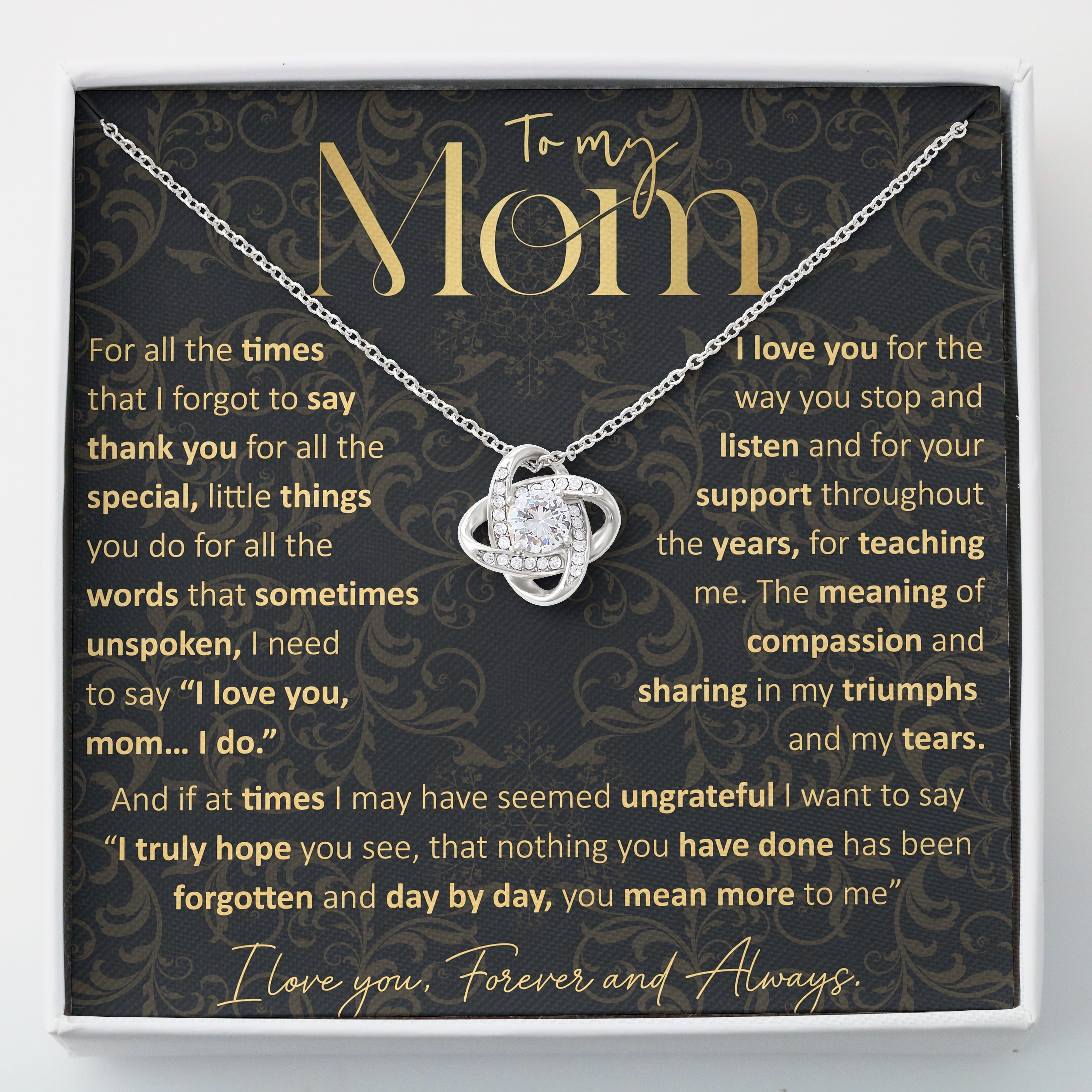 Mom Keepsake - Forever And Always Message Card Pendant For Mothers Day 2026 - View 1 Mom Keepsake - Forever And Always Message Card Pendant For Mothers Day 2026 - View 1