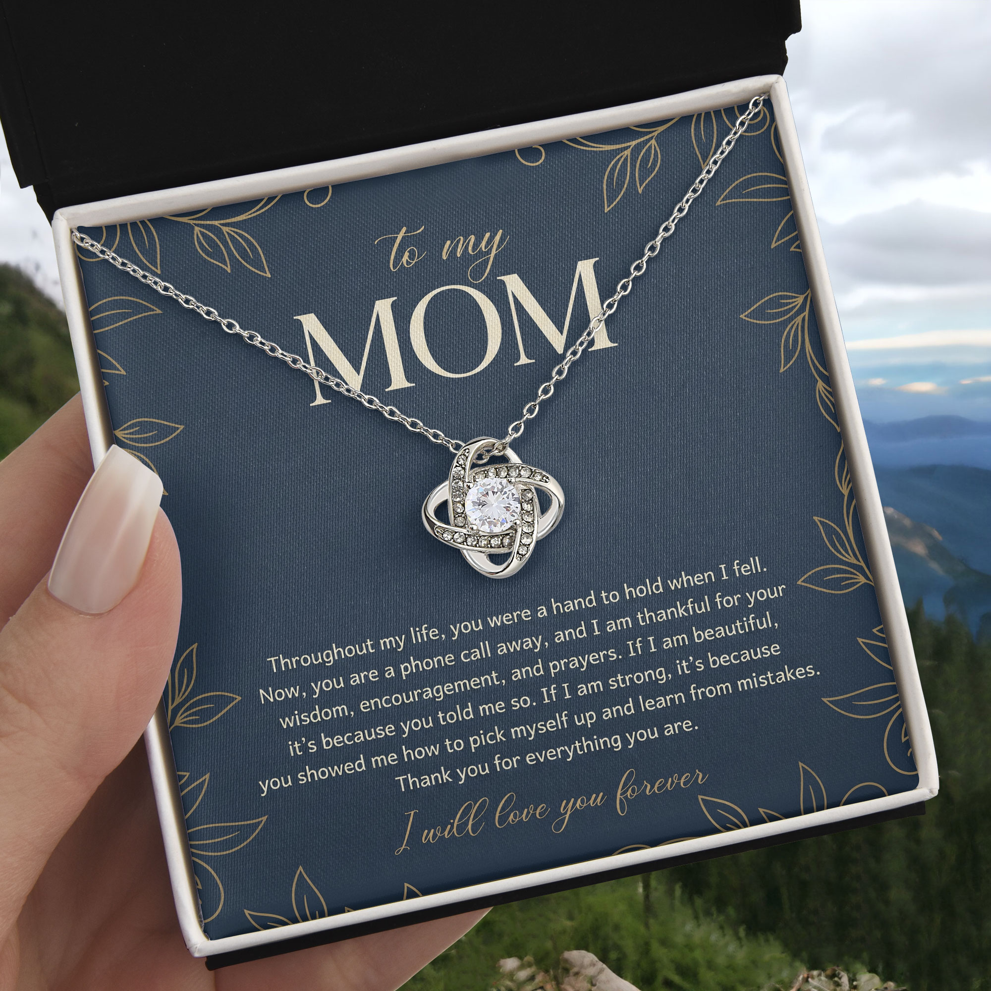 Mom Keepsake - Hand To Hold Message Card Pendant For Mothers Day 2026 - View 1 Mom Keepsake - Hand To Hold Message Card Pendant For Mothers Day 2026 - View 1