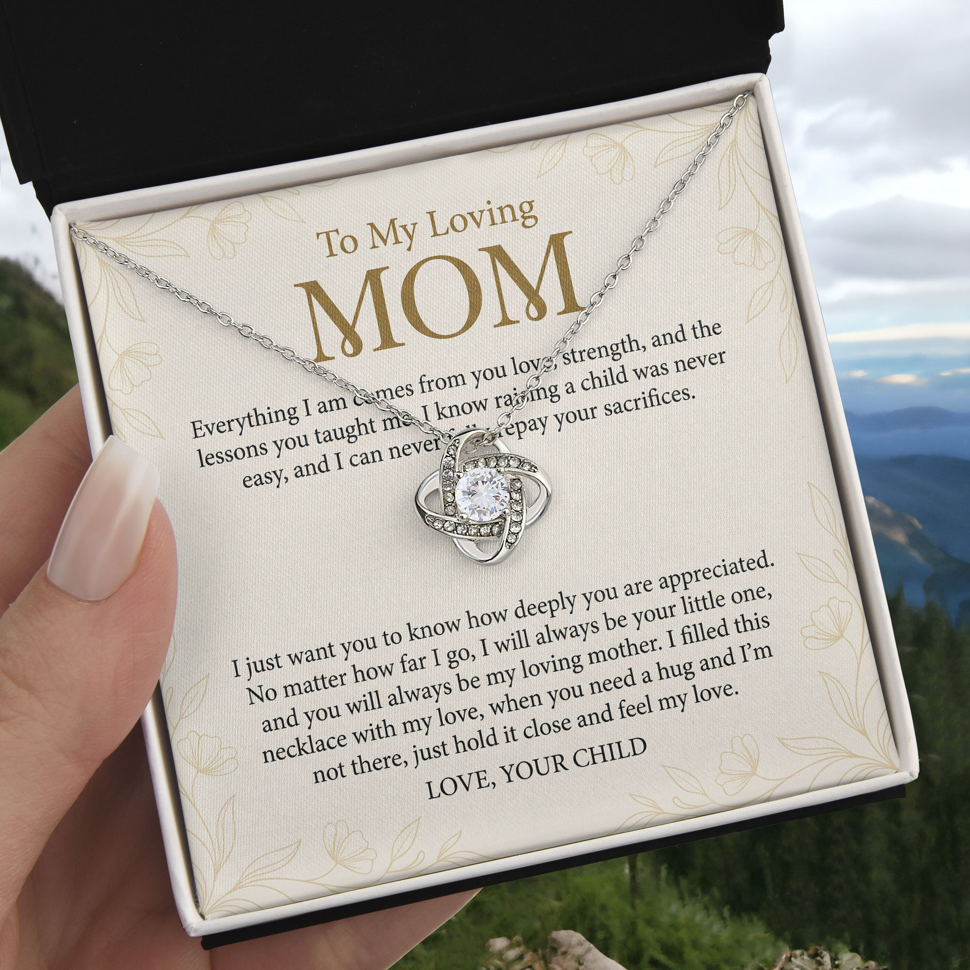 Mom Keepsake - Hold It Close Message Card Pendant For Mothers Day 2026