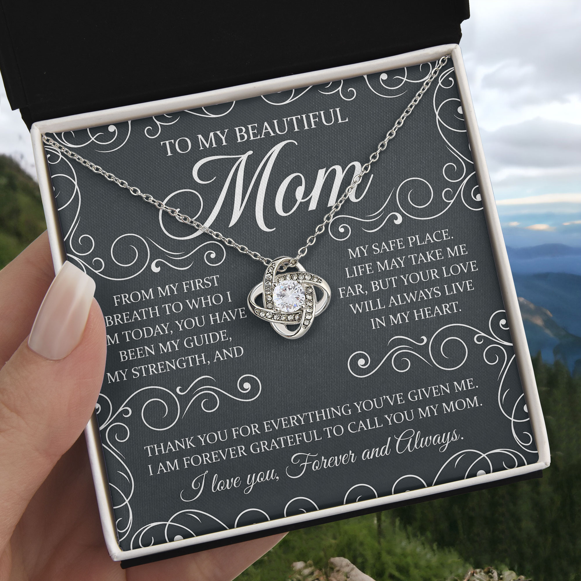 Mom Keepsake - Safe Place Message Card Pendant For Mothers Day 2026 - View 1 Mom Keepsake - Safe Place Message Card Pendant For Mothers Day 2026 - View 1
