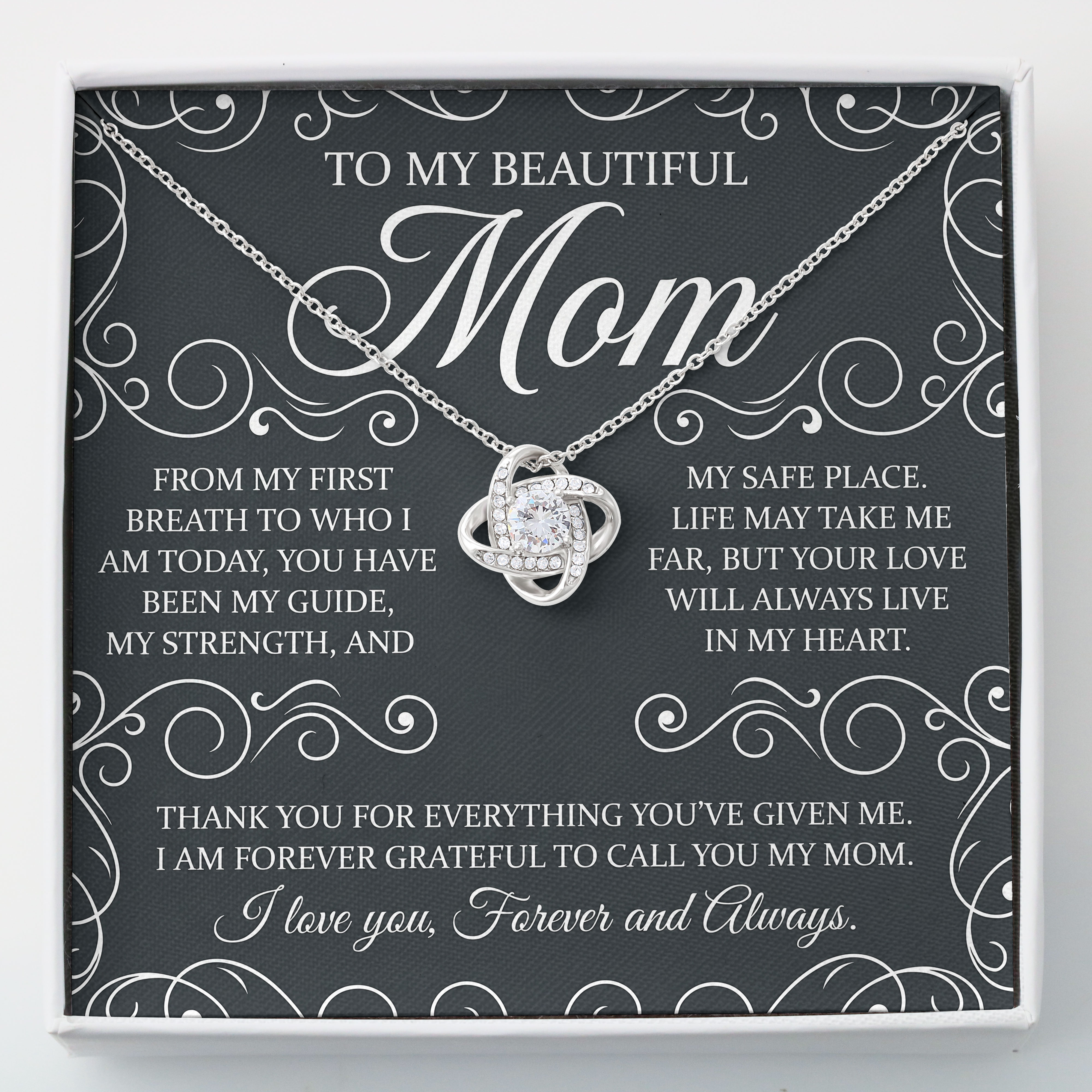 Mom Keepsake - Safe Place Message Card Pendant For Mothers Day 2026 - View 3 Mom Keepsake - Safe Place Message Card Pendant For Mothers Day 2026 - View 3