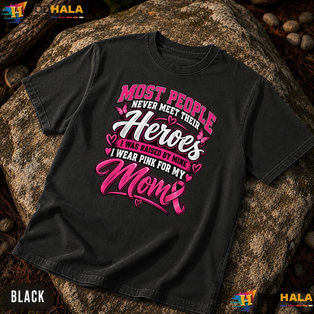 Mom My Hero Pink Ribbon Comfort Colors Shirt Breast Cancer Awareness