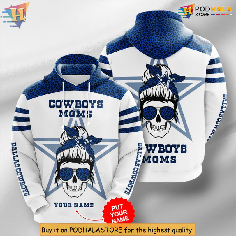 Mom Skull Bun Style Dallas Cowboys Unisex Hoodie 3D Confident Fanwear