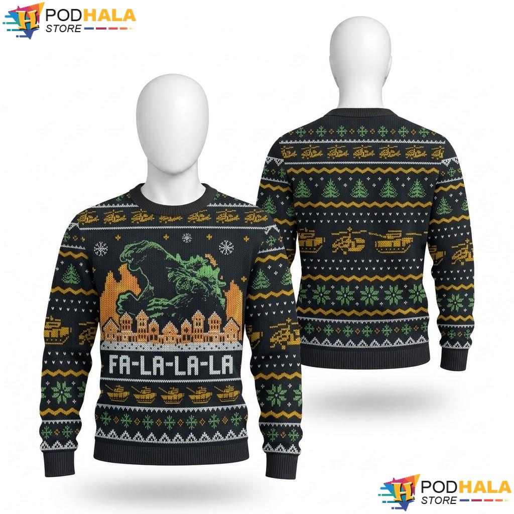 Monster Christmaszilla Retro Ugly Xmas Sweater Festive Christmas Top